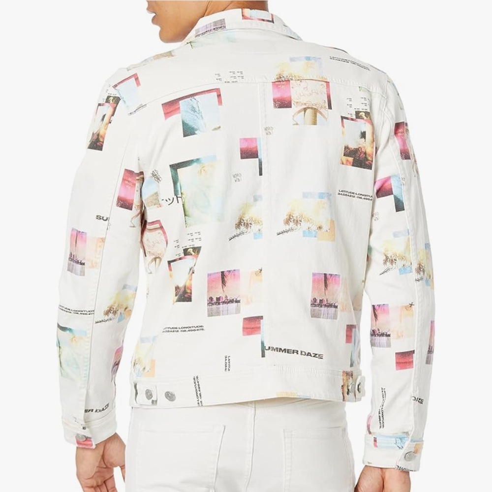 🤍GUESS Collage Print Summer Daze Jacket / Shacket • Men’s Large or Unisex - Picture 4 of 6